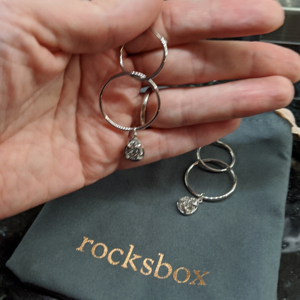 Rocksbox Triple Hoop Silver Druzy Earrings - Picture 2 of 2